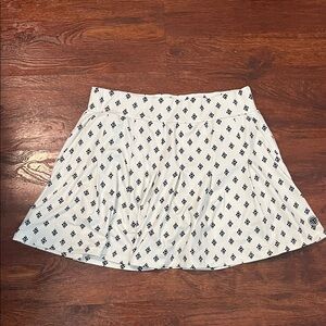 Tory Sport White Mini Skirt with Navy Blue Design